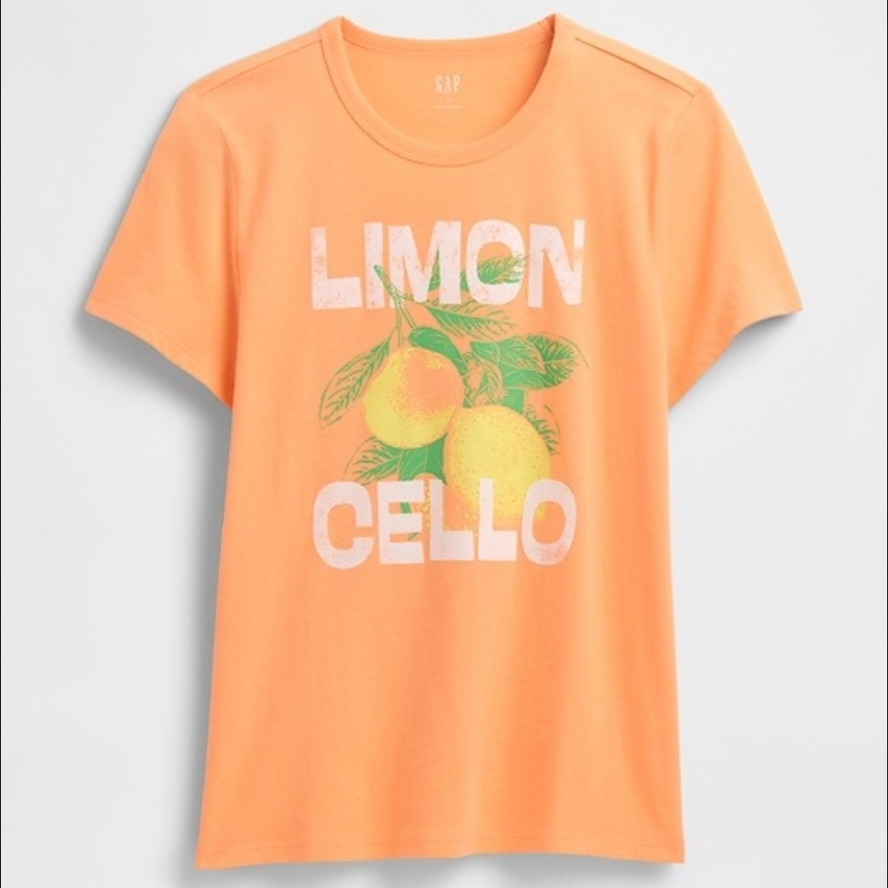 GAP Orange Woman's  T-Shirt with Lemon Print XXL NWT
